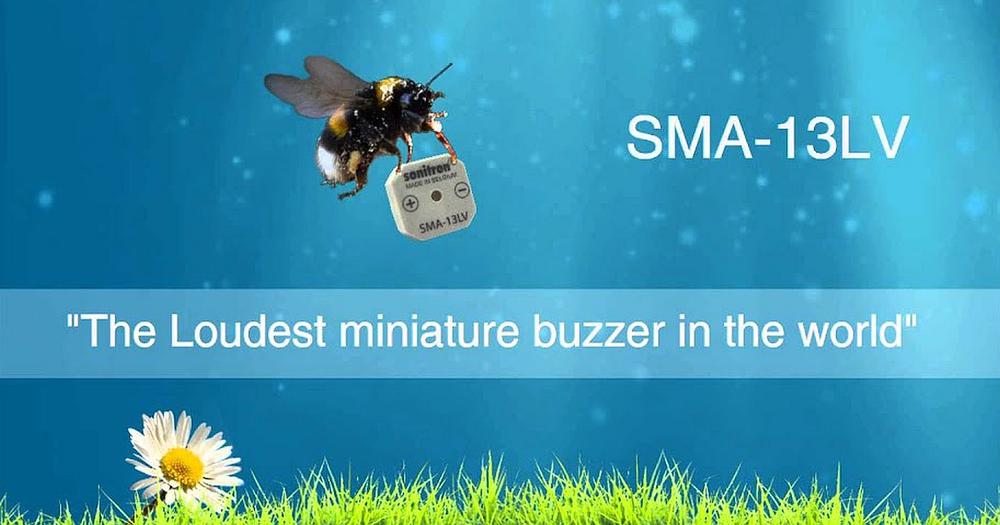 Piezo buzzer Sonitron SMA-13LV deploys maximum from a minimum